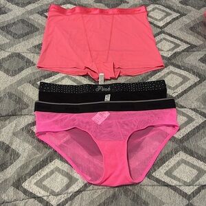 PINK Victoria's Secret 3pc Bundle Black & Pink underwear panties boxer shorts